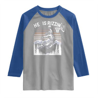 Funny Jesus Basketball Raglan Shirt He Is Rizzin Retro Y2K Playing Basketball