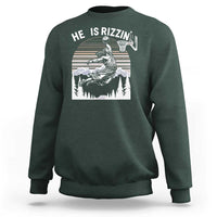 Funny Jesus Basketball Sweatshirt He Is Rizzin Retro Y2K Playing Basketball - Wonder Print Shop