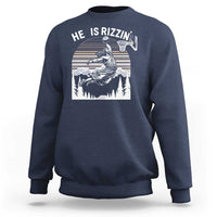 Funny Jesus Basketball Sweatshirt He Is Rizzin Retro Y2K Playing Basketball - Wonder Print Shop