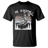 Funny Jesus Basketball T Shirt He Is Rizzin Retro Y2K Playing Basketball - Wonder Print Shop