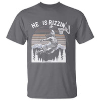 Funny Jesus Basketball T Shirt He Is Rizzin Retro Y2K Playing Basketball - Wonder Print Shop