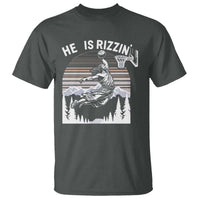 Funny Jesus Basketball T Shirt He Is Rizzin Retro Y2K Playing Basketball - Wonder Print Shop