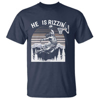 Funny Jesus Basketball T Shirt He Is Rizzin Retro Y2K Playing Basketball - Wonder Print Shop