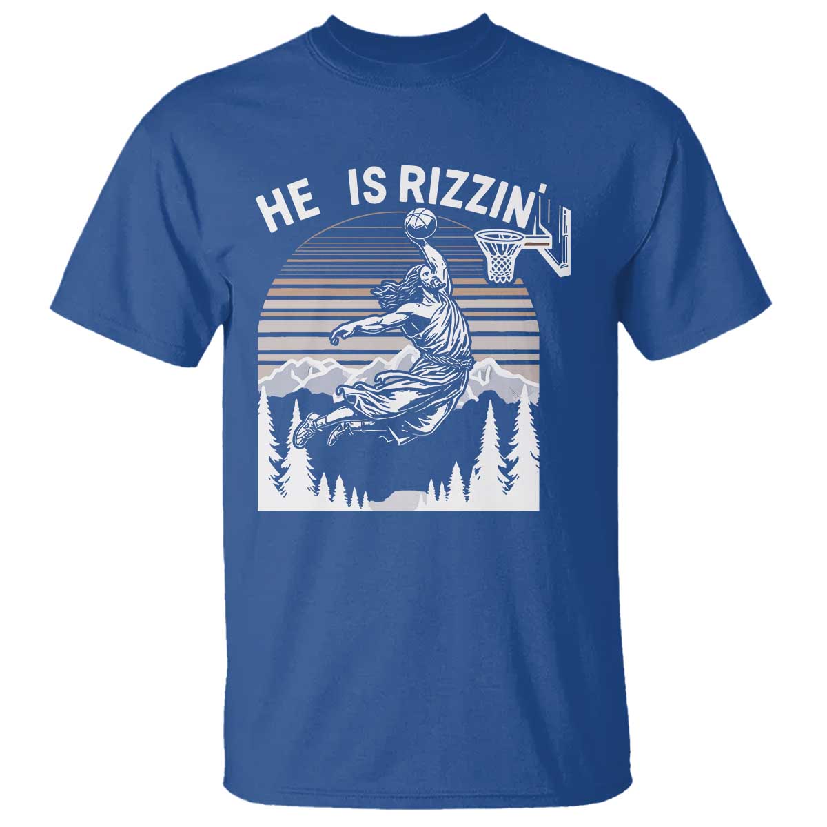 Funny Jesus Basketball T Shirt He Is Rizzin Retro Y2K Playing Basketball - Wonder Print Shop