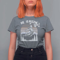 Funny Jesus Basketball T Shirt For Women He Is Rizzin Retro Y2K Playing Basketball - Wonder Print Shop