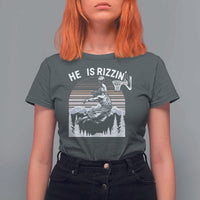 Funny Jesus Basketball T Shirt For Women He Is Rizzin Retro Y2K Playing Basketball - Wonder Print Shop