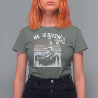 Funny Jesus Basketball T Shirt For Women He Is Rizzin Retro Y2K Playing Basketball - Wonder Print Shop