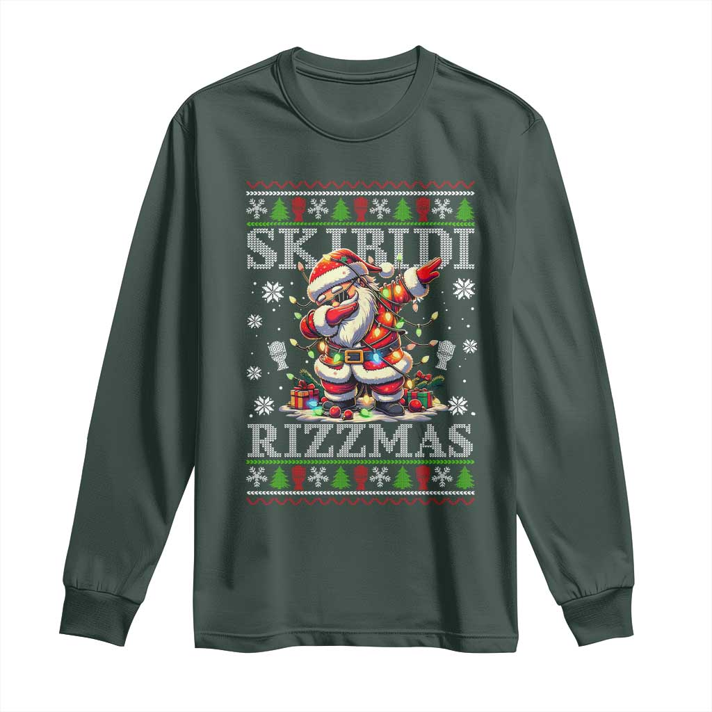Skibidi Rizzmas Christmas Long Sleeve Shirt Rizz Santa Claus Funny Xmas Gen Alpha