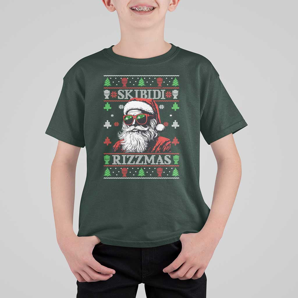 Skibidi Rizzmas Christmas T Shirt For Kid Rizz Santa Claus Funny Xmas Gen Alpha Ugly Christmas - Wonder Print Shop