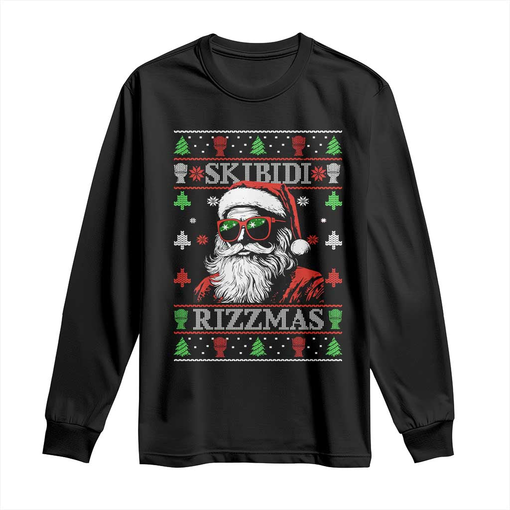 Skibidi Rizzmas Christmas Long Sleeve Shirt Rizz Santa Claus Funny Xmas Gen Alpha Ugly Christmas