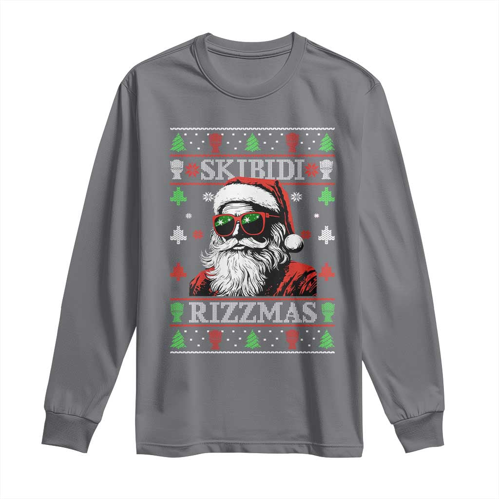 Skibidi Rizzmas Christmas Long Sleeve Shirt Rizz Santa Claus Funny Xmas Gen Alpha Ugly Christmas