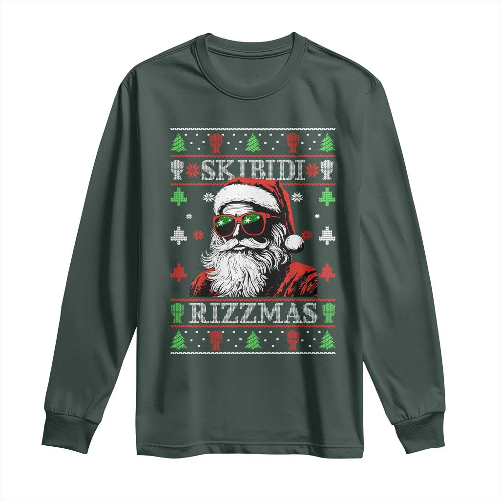 Skibidi Rizzmas Christmas Long Sleeve Shirt Rizz Santa Claus Funny Xmas Gen Alpha Ugly Christmas