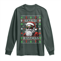 Skibidi Rizzmas Christmas Long Sleeve Shirt Rizz Santa Claus Funny Xmas Gen Alpha Ugly Christmas