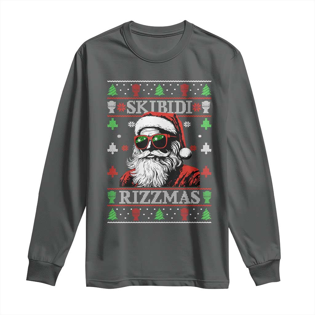 Skibidi Rizzmas Christmas Long Sleeve Shirt Rizz Santa Claus Funny Xmas Gen Alpha Ugly Christmas