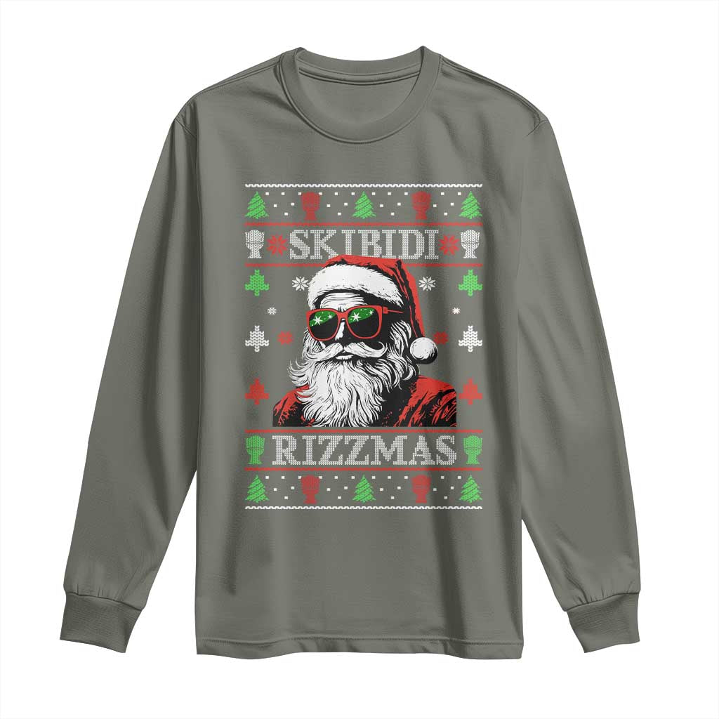 Skibidi Rizzmas Christmas Long Sleeve Shirt Rizz Santa Claus Funny Xmas Gen Alpha Ugly Christmas