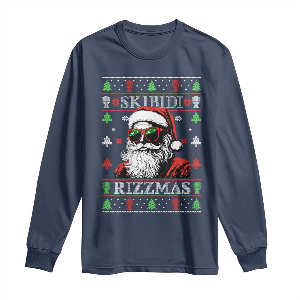Skibidi Rizzmas Christmas Long Sleeve Shirt Rizz Santa Claus Funny Xmas Gen Alpha Ugly Christmas
