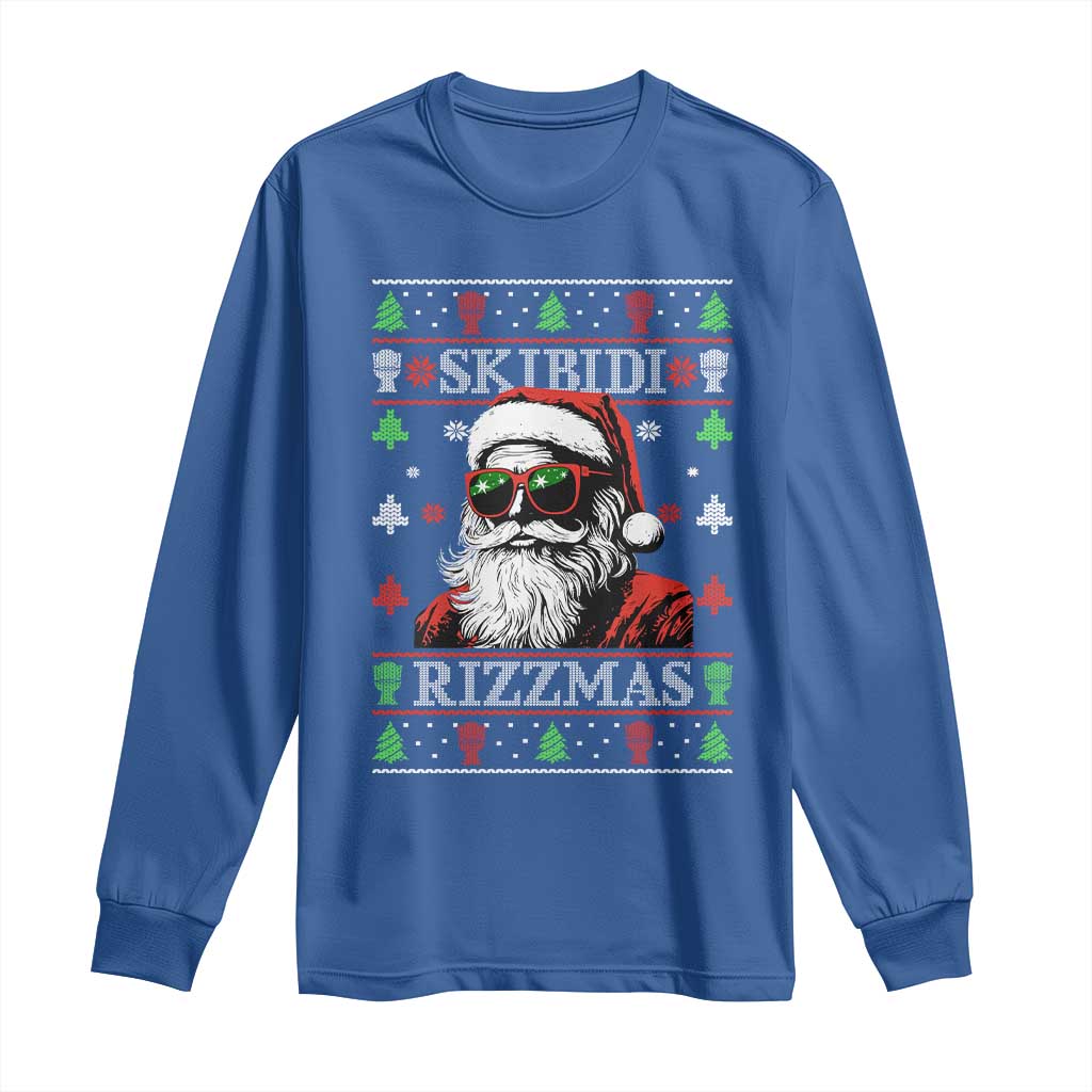 Skibidi Rizzmas Christmas Long Sleeve Shirt Rizz Santa Claus Funny Xmas Gen Alpha Ugly Christmas