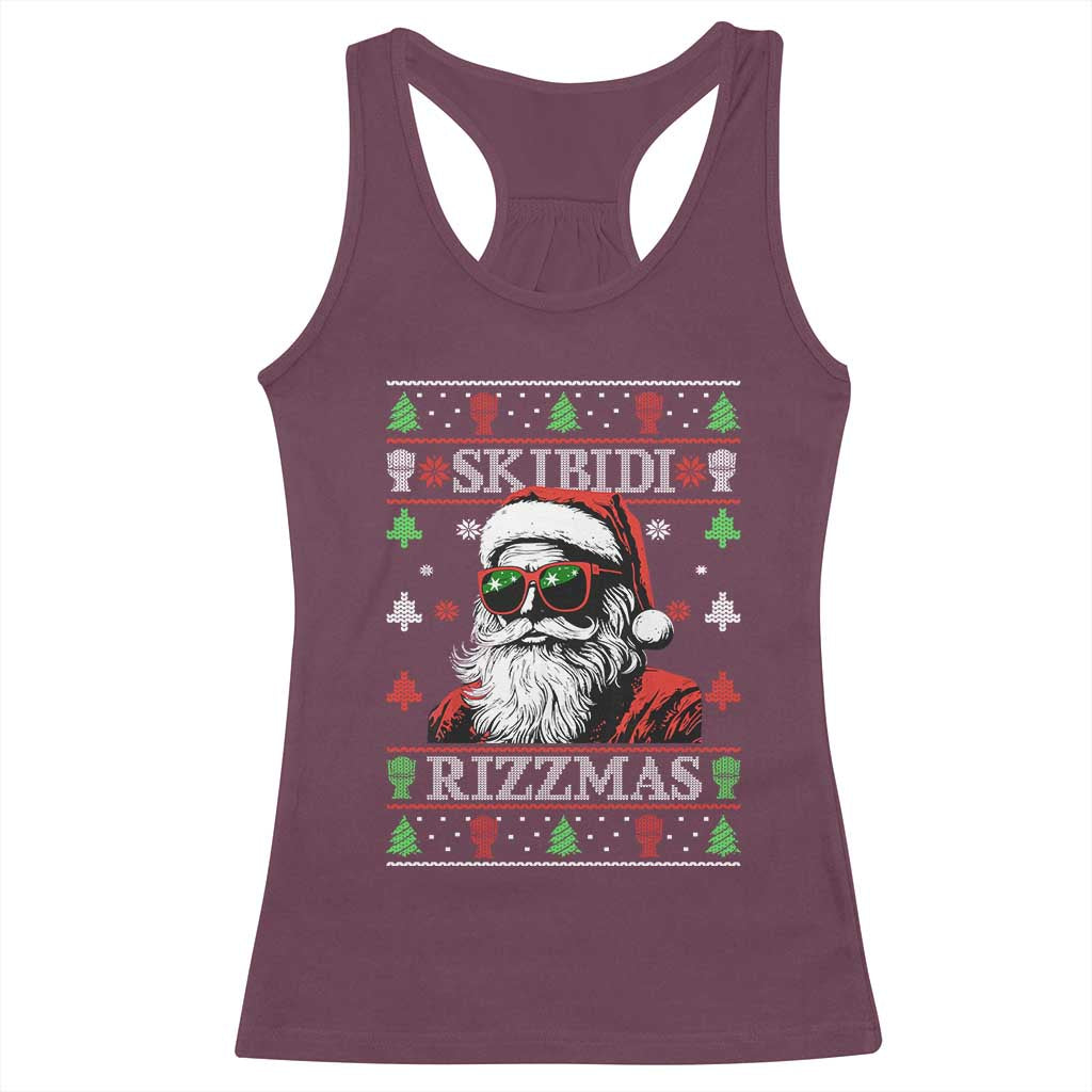 Skibidi Rizzmas Christmas Racerback Tank Top Rizz Santa Claus Funny Xmas Gen Alpha Ugly Christmas