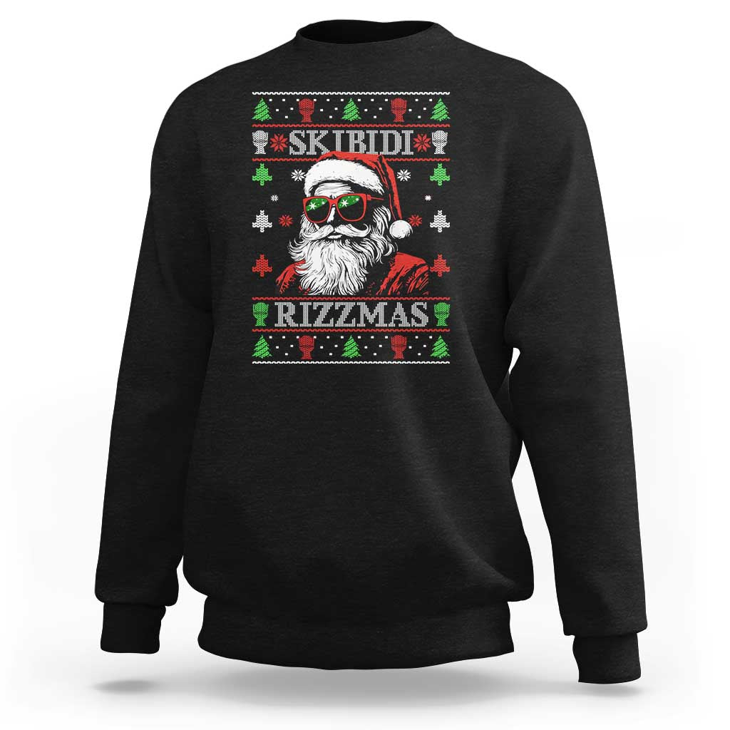 Skibidi Rizzmas Christmas Sweatshirt Rizz Santa Claus Funny Xmas Gen Alpha Ugly Christmas - Wonder Print Shop