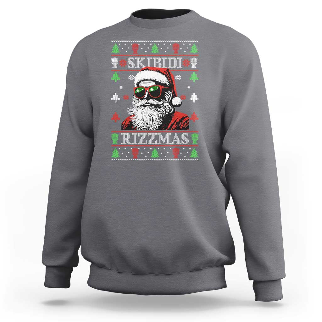 Skibidi Rizzmas Christmas Sweatshirt Rizz Santa Claus Funny Xmas Gen Alpha Ugly Christmas - Wonder Print Shop