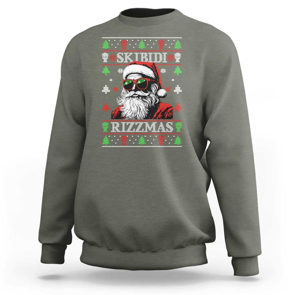 Skibidi Rizzmas Christmas Sweatshirt Rizz Santa Claus Funny Xmas Gen Alpha Ugly Christmas - Wonder Print Shop