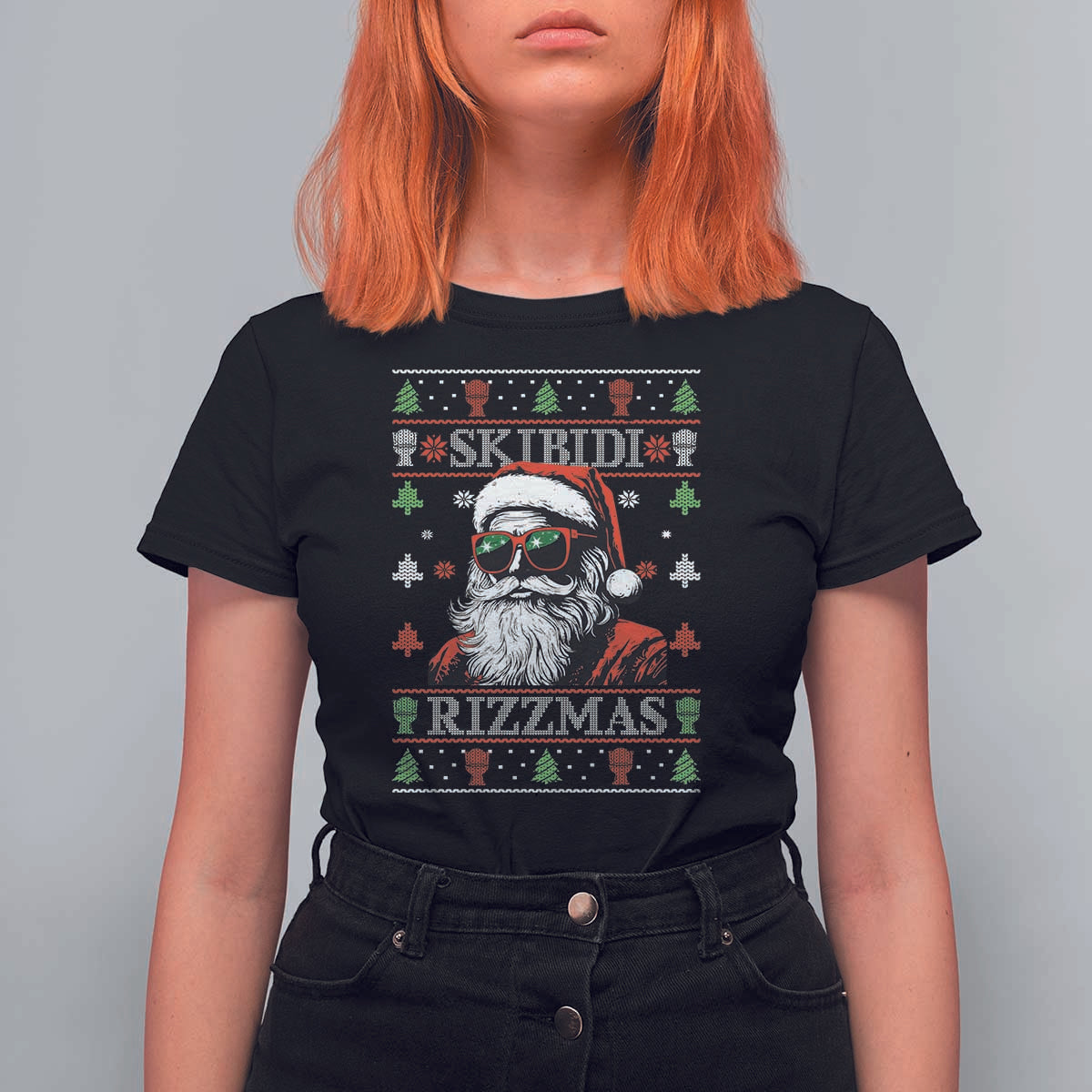 Skibidi Rizzmas Christmas T Shirt For Women Rizz Santa Claus Funny Xmas Gen Alpha Ugly Christmas - Wonder Print Shop