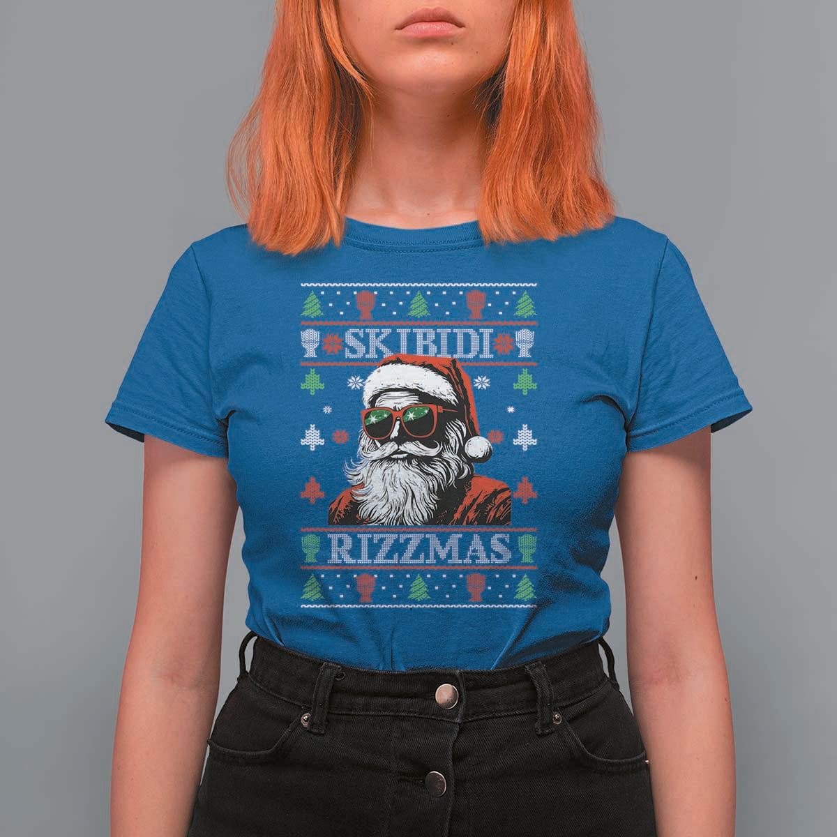 Skibidi Rizzmas Christmas T Shirt For Women Rizz Santa Claus Funny Xmas Gen Alpha Ugly Christmas - Wonder Print Shop