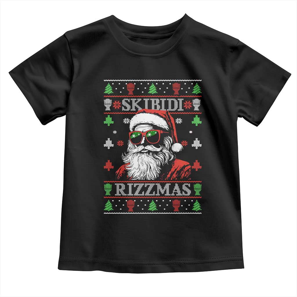 Skibidi Rizzmas Christmas Toddler T Shirt Rizz Santa Claus Funny Xmas Gen Alpha Ugly Christmas