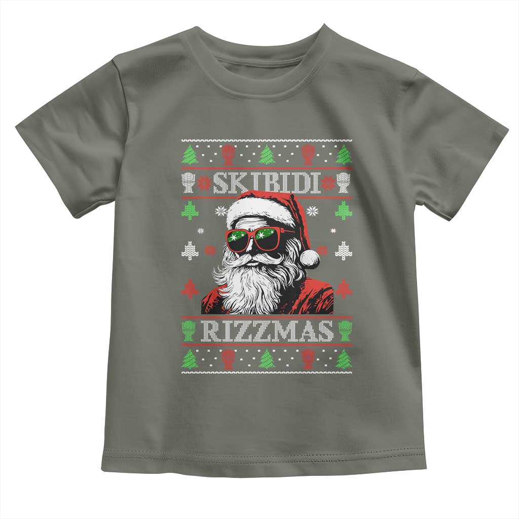 Skibidi Rizzmas Christmas Toddler T Shirt Rizz Santa Claus Funny Xmas Gen Alpha Ugly Christmas
