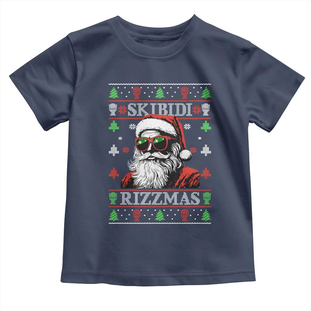Skibidi Rizzmas Christmas Toddler T Shirt Rizz Santa Claus Funny Xmas Gen Alpha Ugly Christmas