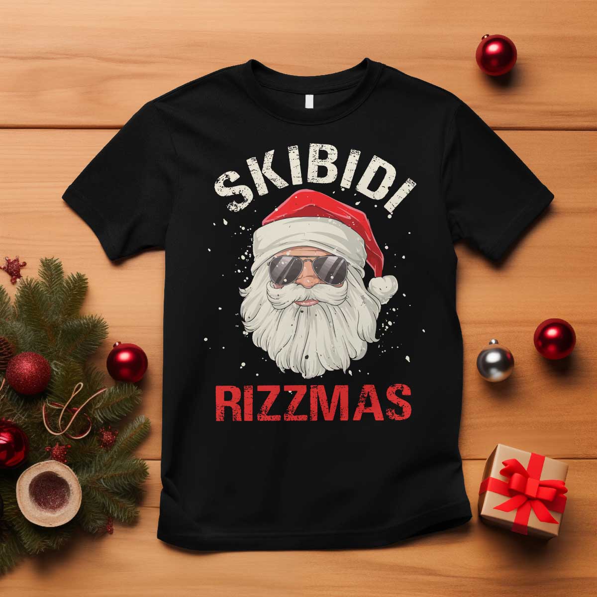 Skibidi Rizzmas Christmas T Shirt Rizz Santa Claus Retro Funny Xmas Gen Alpha Kid - Wonder Print Shop