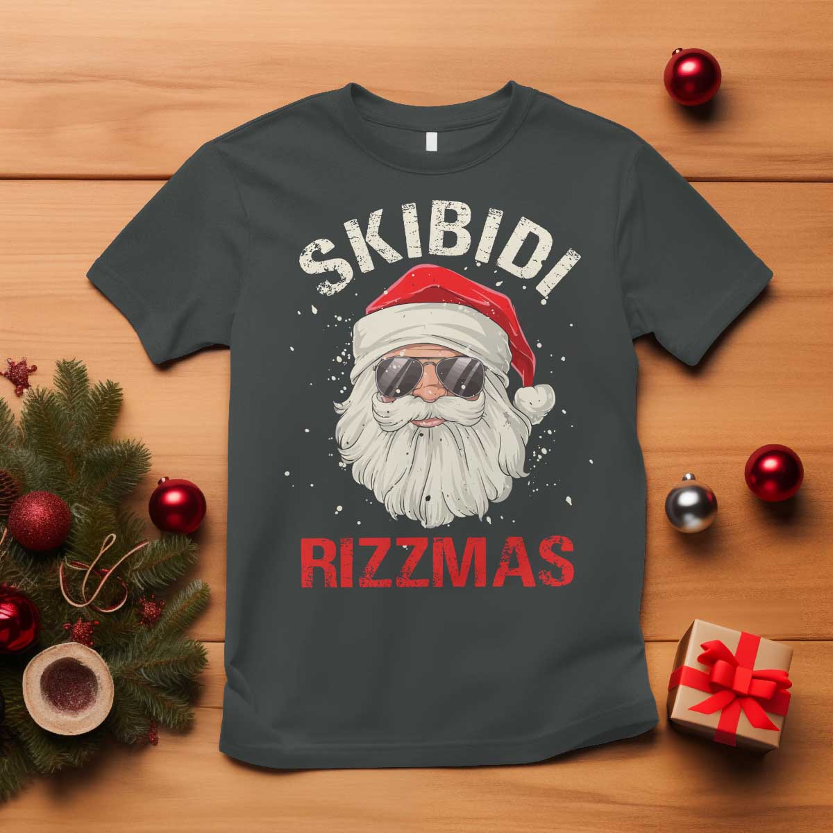 Skibidi Rizzmas Christmas T Shirt Rizz Santa Claus Retro Funny Xmas Gen Alpha Kid - Wonder Print Shop