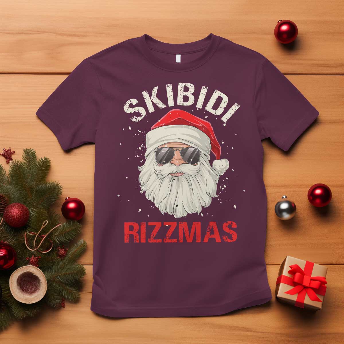 Skibidi Rizzmas Christmas T Shirt Rizz Santa Claus Retro Funny Xmas Gen Alpha Kid - Wonder Print Shop