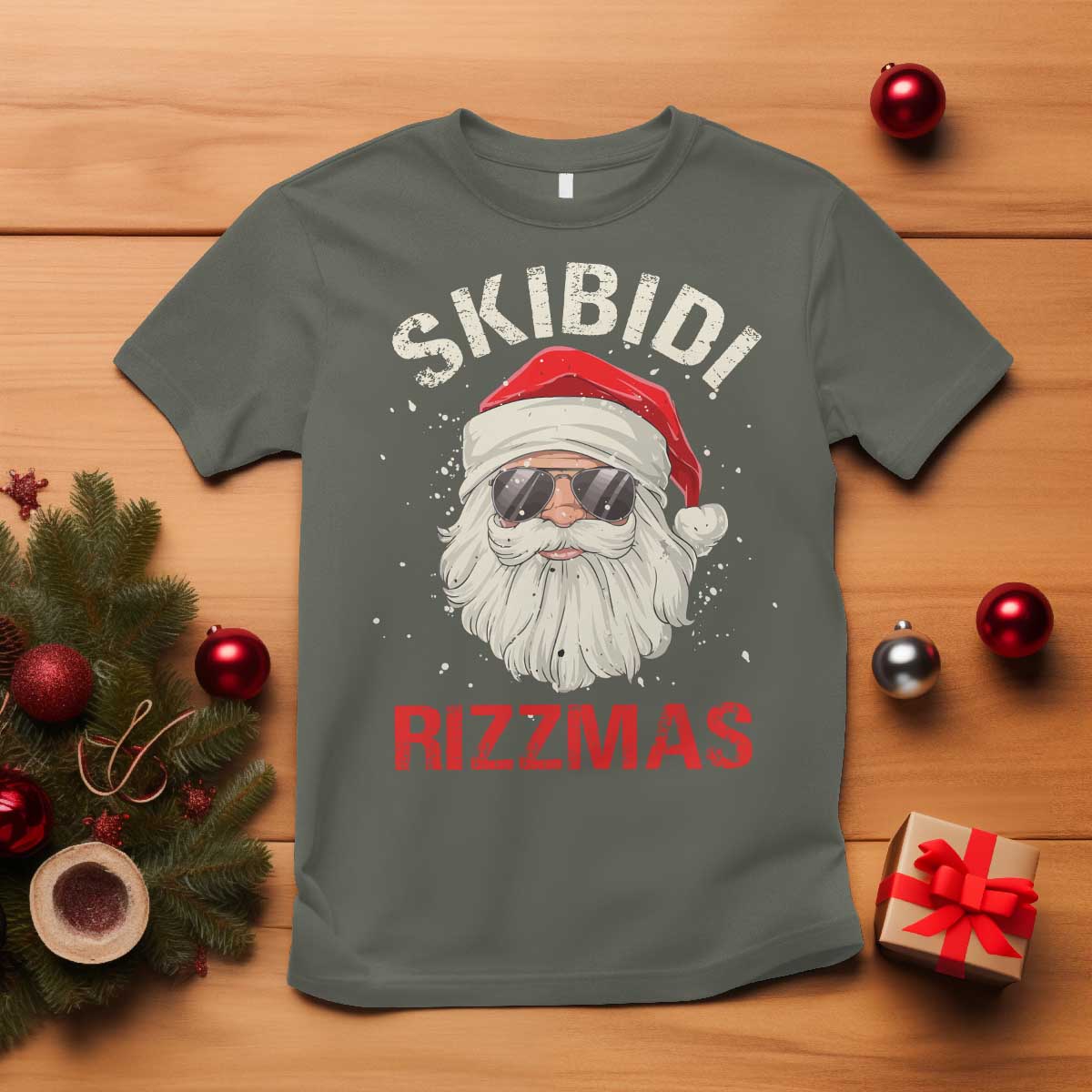Skibidi Rizzmas Christmas T Shirt Rizz Santa Claus Retro Funny Xmas Gen Alpha Kid - Wonder Print Shop