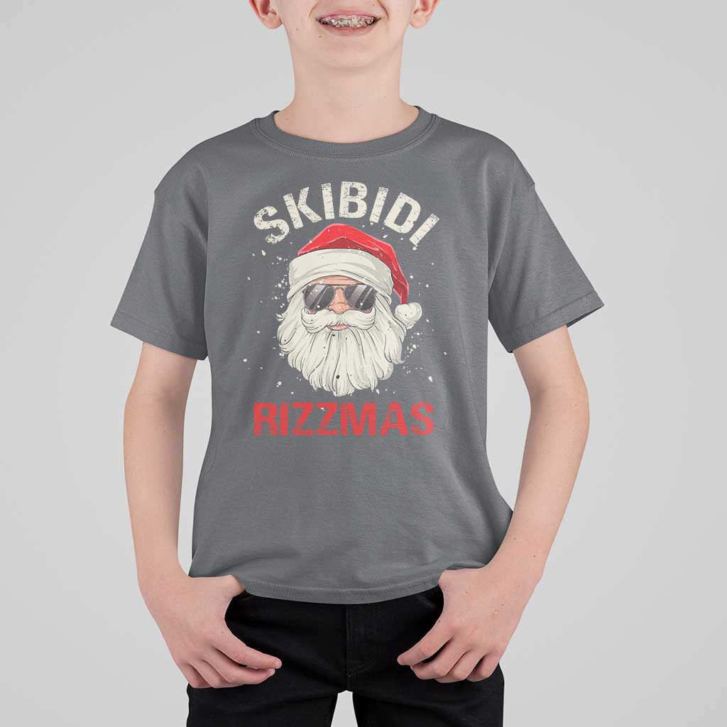 Skibidi Rizzmas Christmas T Shirt For Kid Rizz Santa Claus Retro Funny Xmas Gen Alpha Kid - Wonder Print Shop