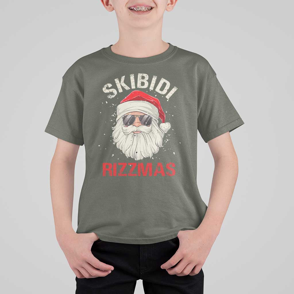 Skibidi Rizzmas Christmas T Shirt For Kid Rizz Santa Claus Retro Funny Xmas Gen Alpha Kid - Wonder Print Shop