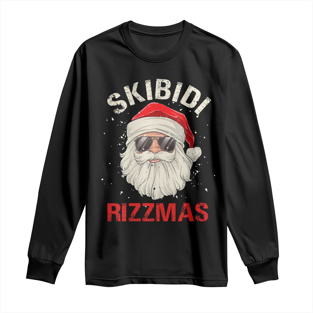 Skibidi Rizzmas Christmas Long Sleeve Shirt Rizz Santa Claus Retro Funny Xmas Gen Alpha Kid