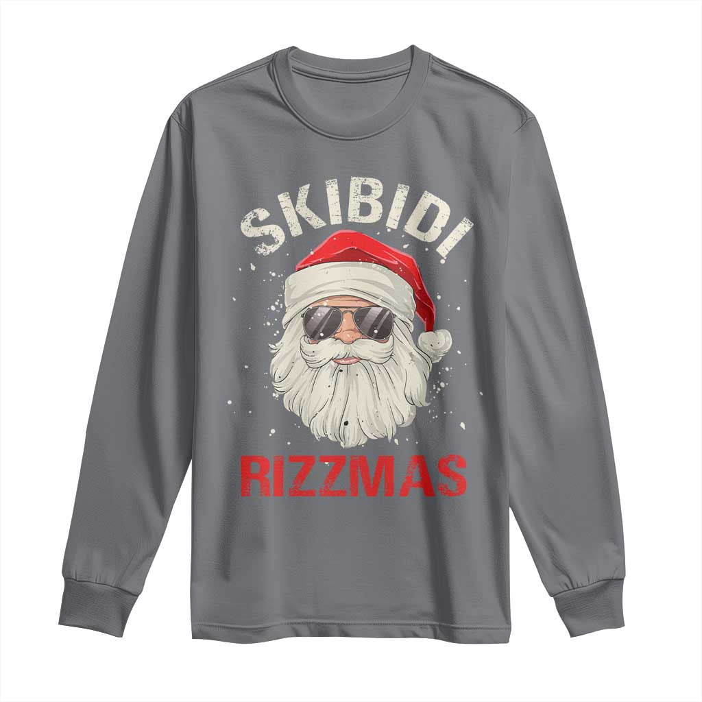 Skibidi Rizzmas Christmas Long Sleeve Shirt Rizz Santa Claus Retro Funny Xmas Gen Alpha Kid