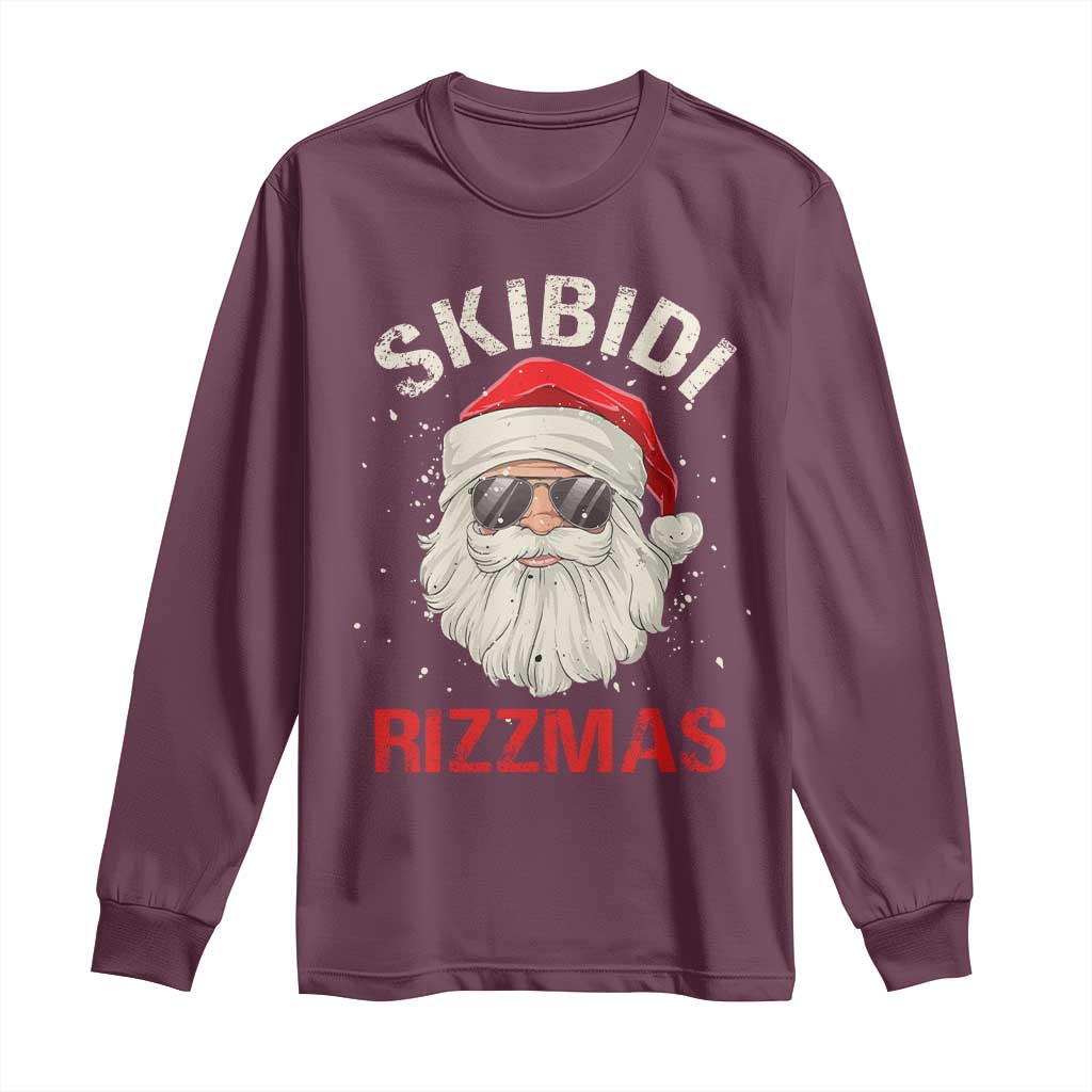 Skibidi Rizzmas Christmas Long Sleeve Shirt Rizz Santa Claus Retro Funny Xmas Gen Alpha Kid