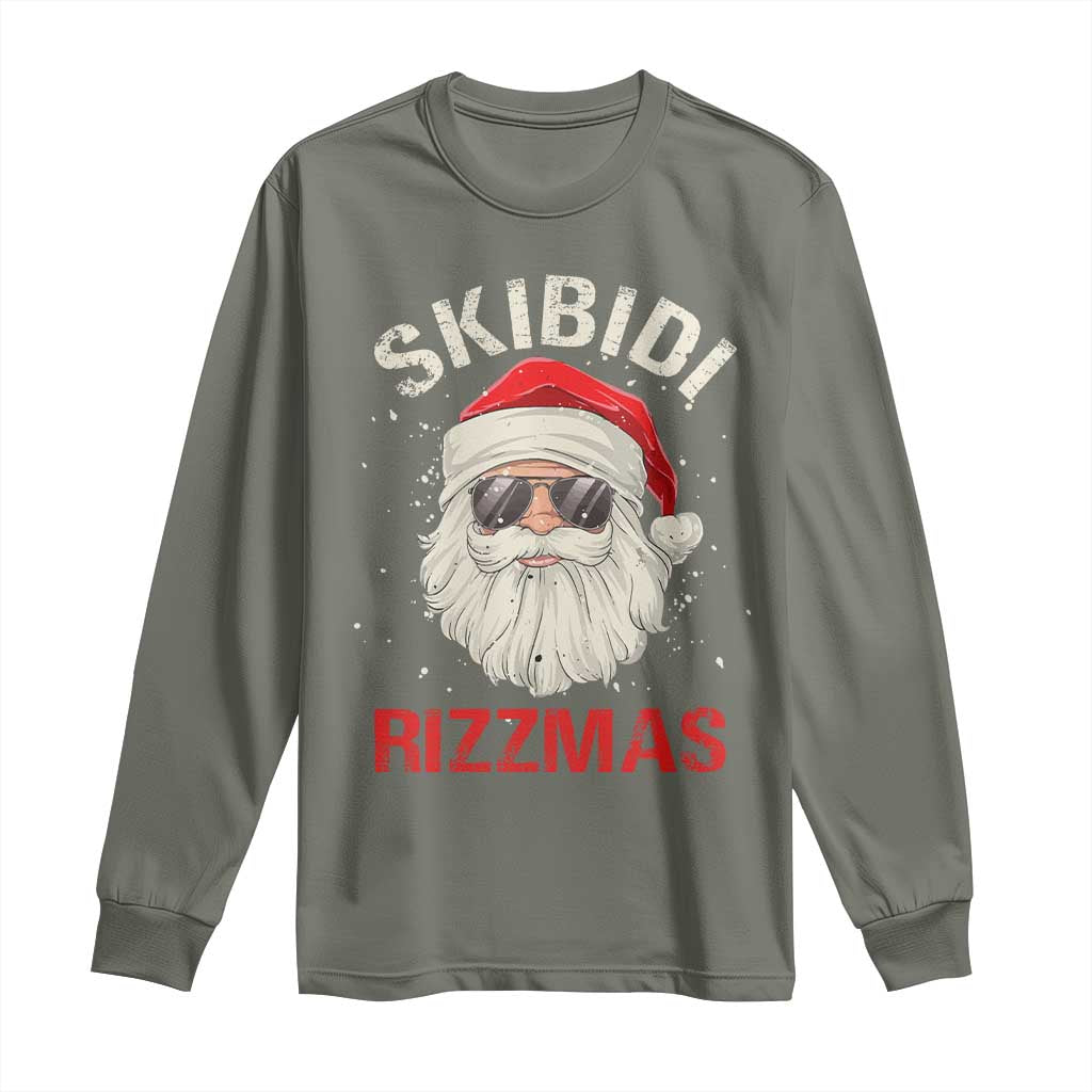 Skibidi Rizzmas Christmas Long Sleeve Shirt Rizz Santa Claus Retro Funny Xmas Gen Alpha Kid