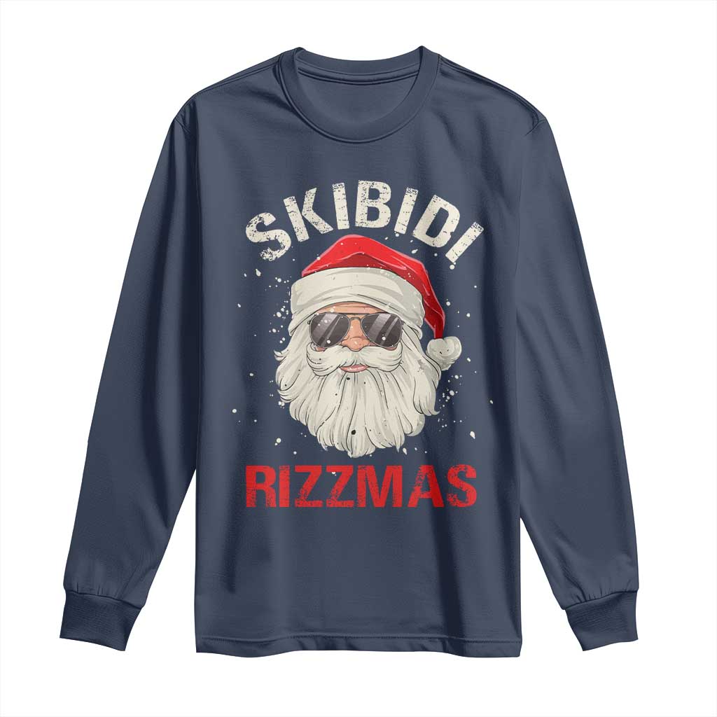 Skibidi Rizzmas Christmas Long Sleeve Shirt Rizz Santa Claus Retro Funny Xmas Gen Alpha Kid