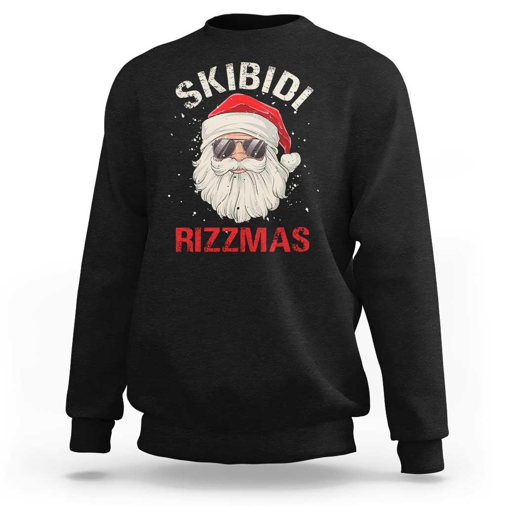 Skibidi Rizzmas Christmas Sweatshirt Rizz Santa Claus Retro Funny Xmas Gen Alpha Kid - Wonder Print Shop