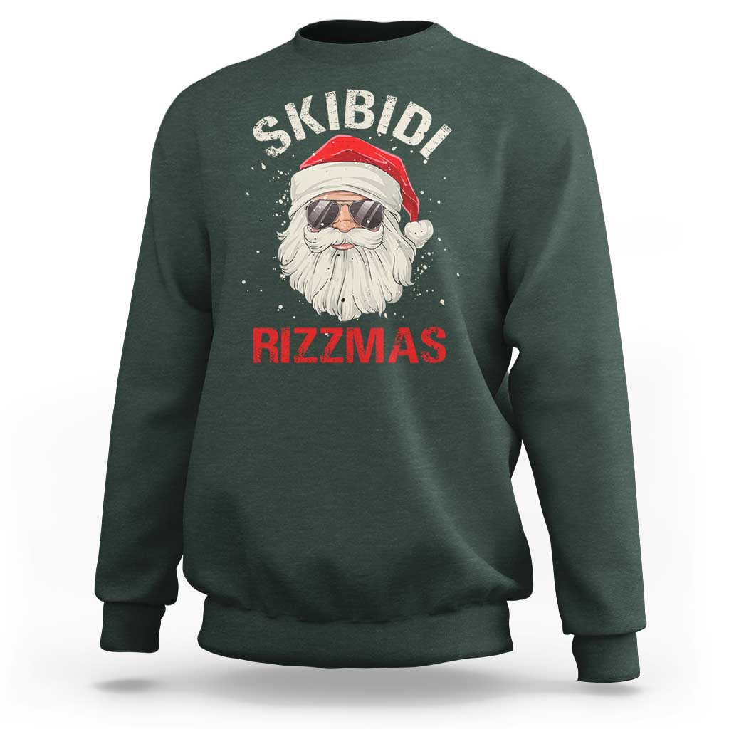 Skibidi Rizzmas Christmas Sweatshirt Rizz Santa Claus Retro Funny Xmas Gen Alpha Kid - Wonder Print Shop