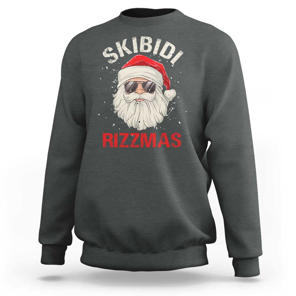 Skibidi Rizzmas Christmas Sweatshirt Rizz Santa Claus Retro Funny Xmas Gen Alpha Kid - Wonder Print Shop