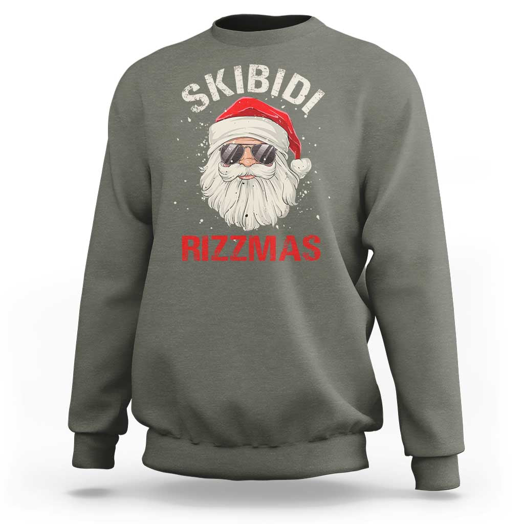 Skibidi Rizzmas Christmas Sweatshirt Rizz Santa Claus Retro Funny Xmas Gen Alpha Kid - Wonder Print Shop