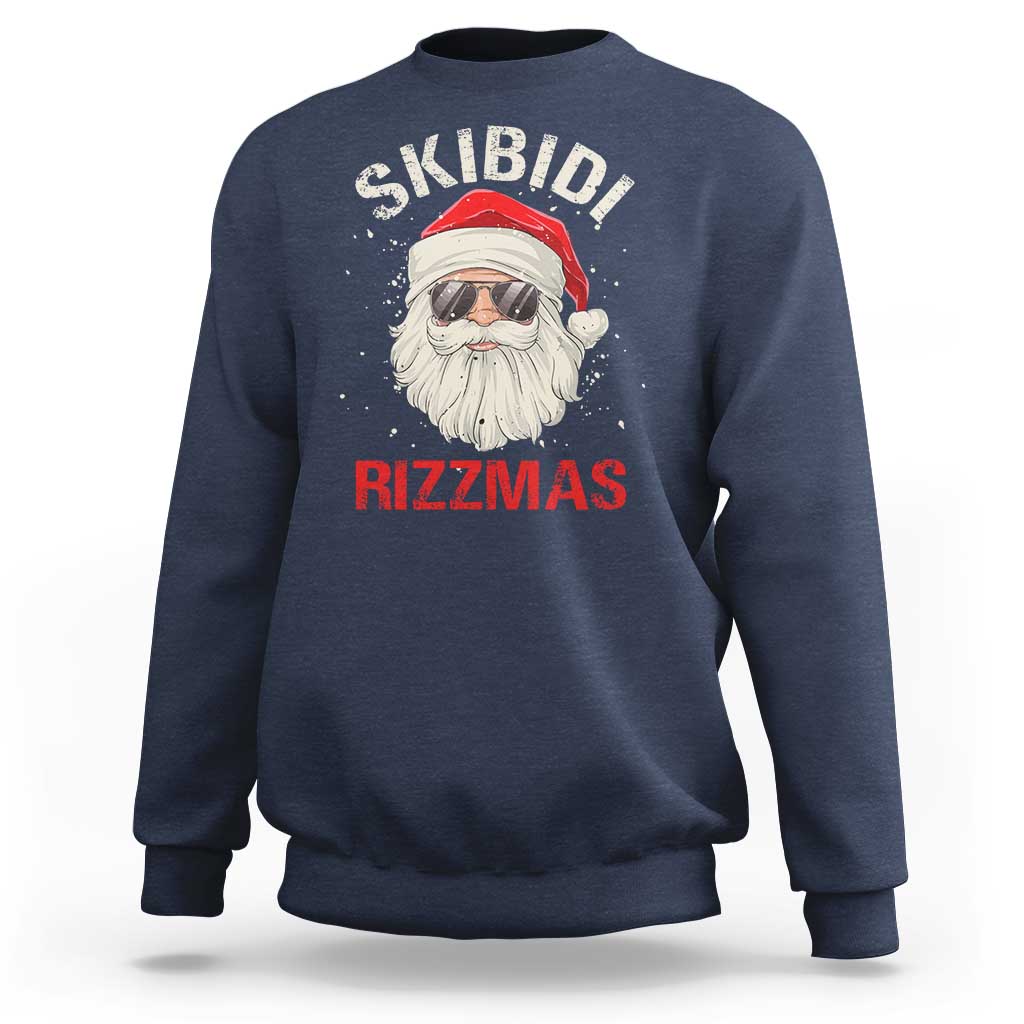 Skibidi Rizzmas Christmas Sweatshirt Rizz Santa Claus Retro Funny Xmas Gen Alpha Kid - Wonder Print Shop