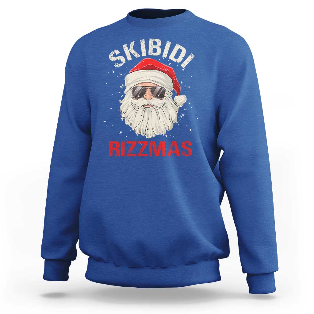 Skibidi Rizzmas Christmas Sweatshirt Rizz Santa Claus Retro Funny Xmas Gen Alpha Kid - Wonder Print Shop