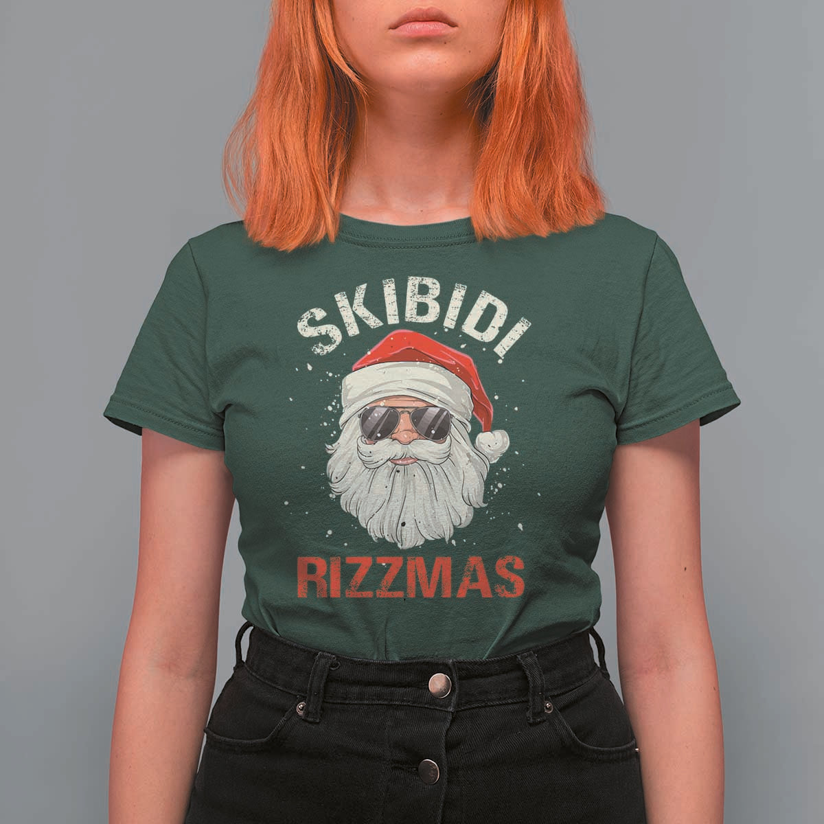 Skibidi Rizzmas Christmas T Shirt For Women Rizz Santa Claus Retro Funny Xmas Gen Alpha Kid - Wonder Print Shop