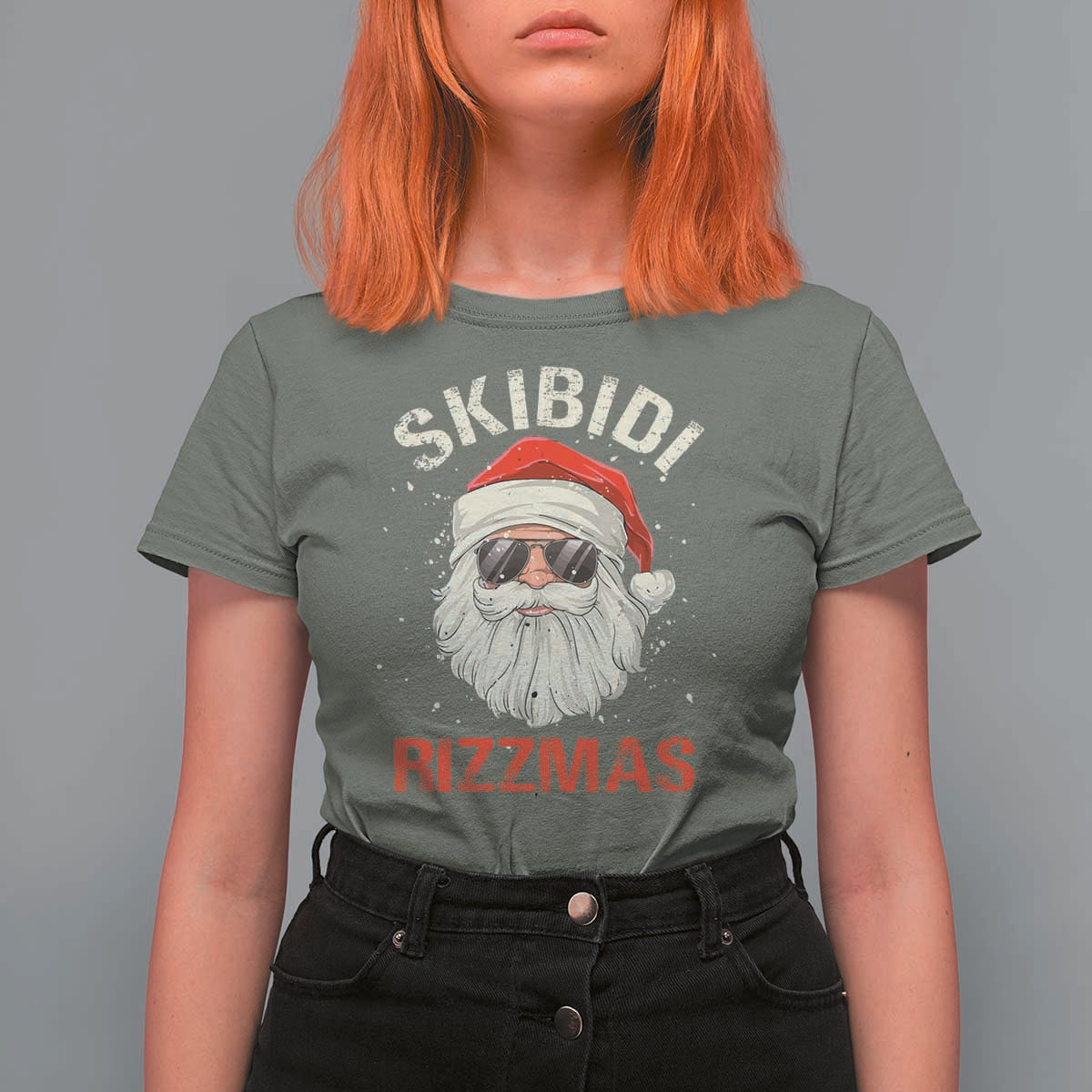 Skibidi Rizzmas Christmas T Shirt For Women Rizz Santa Claus Retro Funny Xmas Gen Alpha Kid - Wonder Print Shop