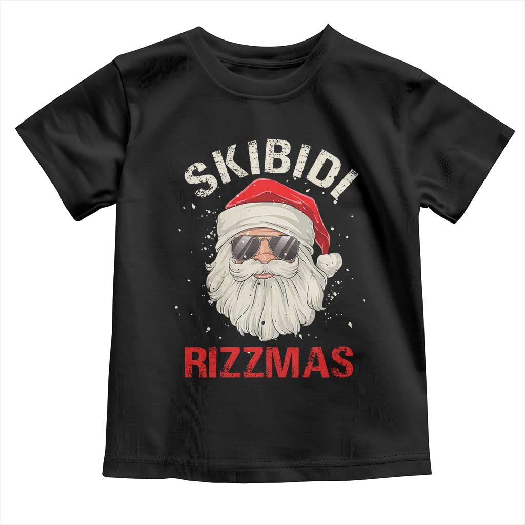 Skibidi Rizzmas Christmas Toddler T Shirt Rizz Santa Claus Retro Funny Xmas Gen Alpha Kid